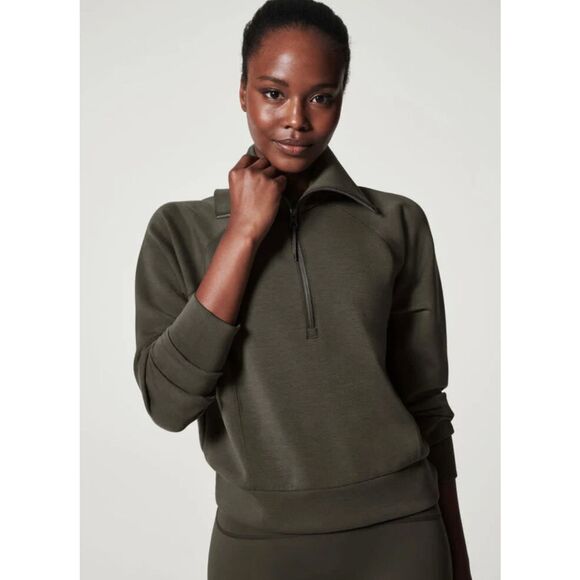 Spanx NWT AirEssentials size 2X Half zip green sweatshirt style 50346 plus size - Picture 1 of 9